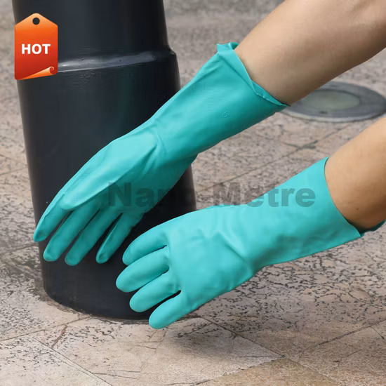 Nmsafety Green Nitrile En374 Chemical Industrial Safety Work Glove