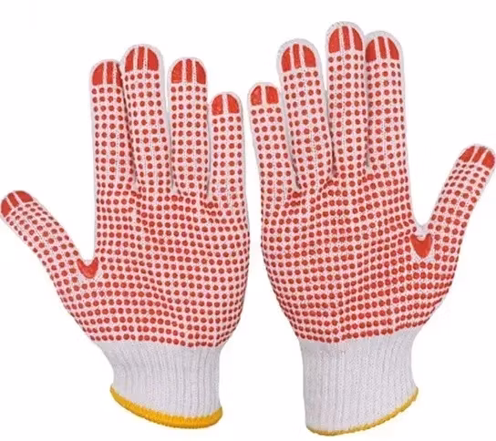 Wholesale Labor Garden Industrial Work Safety Knitted Cotton PVC DOT Non-Slip Gloves